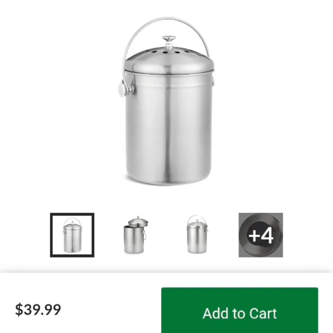 Stainless Steel Kitchen Compost Bin with Charcoal Filters - photo 4