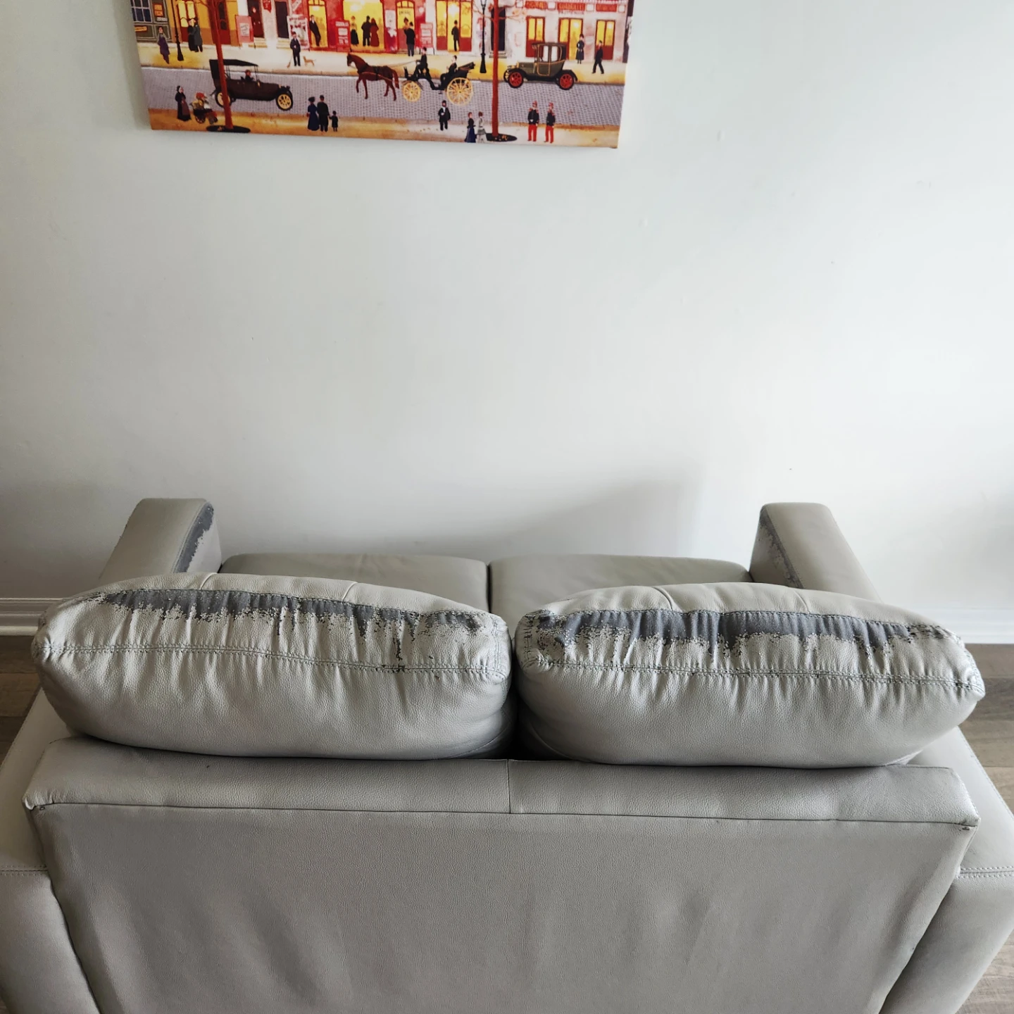 Grey Synthetic Leather Loveseat Sofa - photo 5