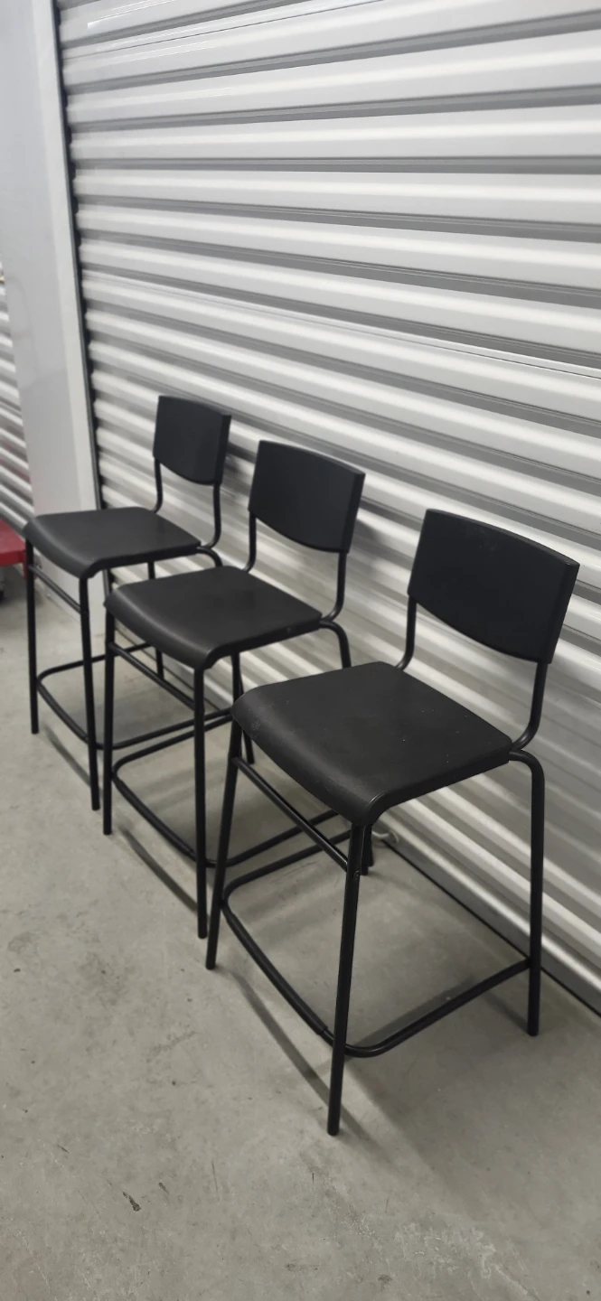 Set of 3 Black Bar Stools from ikea ,one for $10 - photo 3