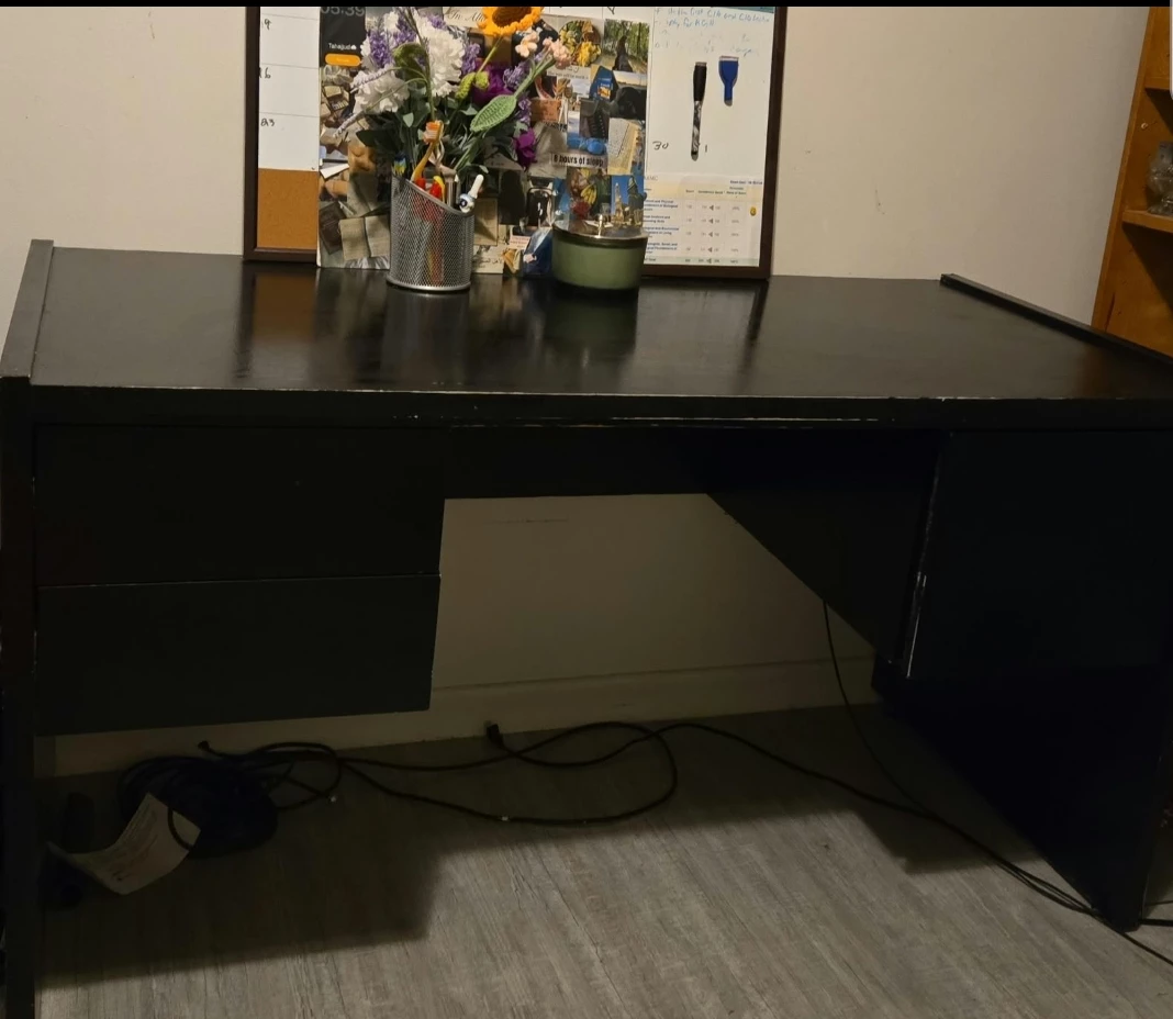 Strong wooden heavy Black Desk with Drawers