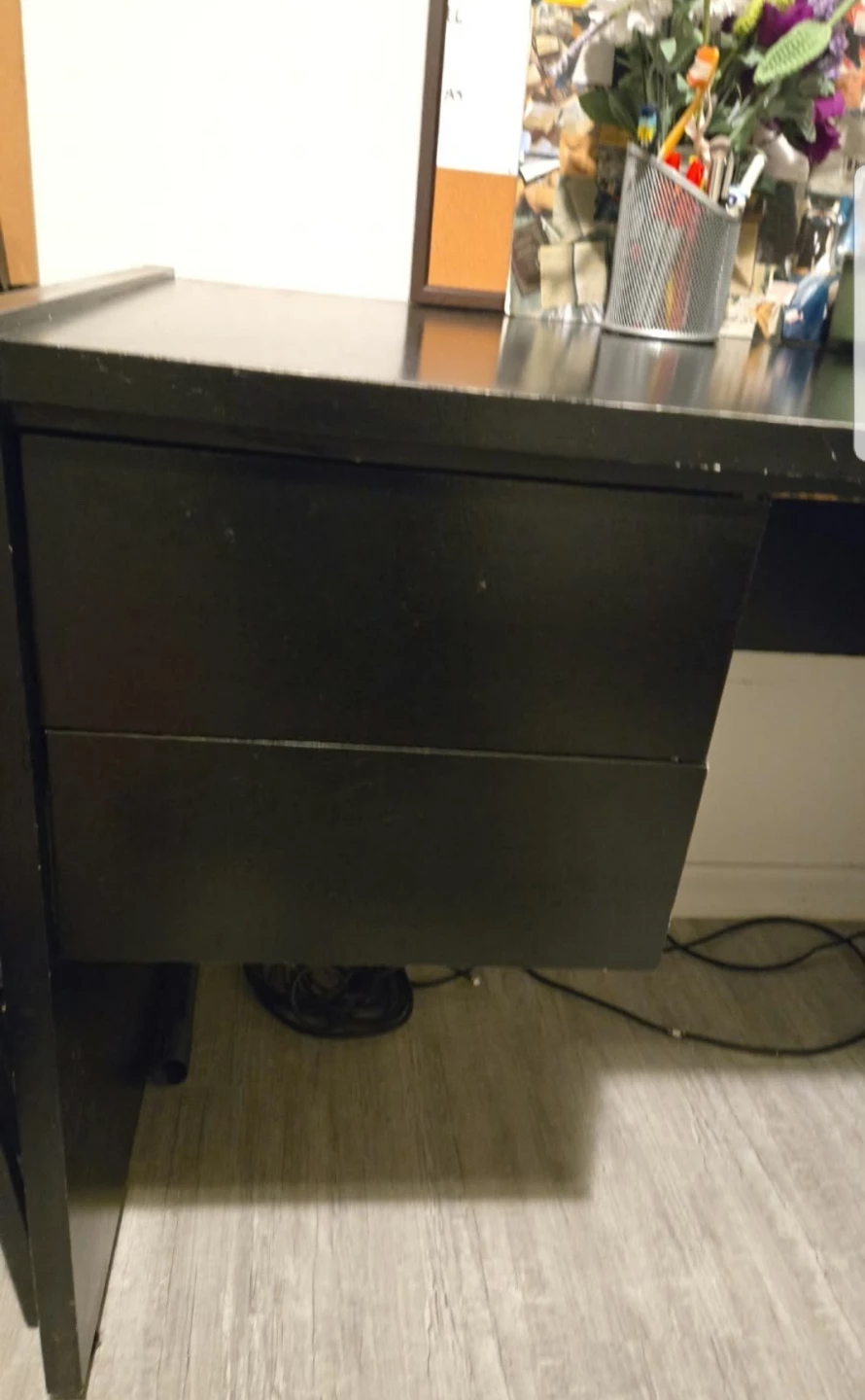 Strong wooden heavy Black Desk with Drawers - photo 2