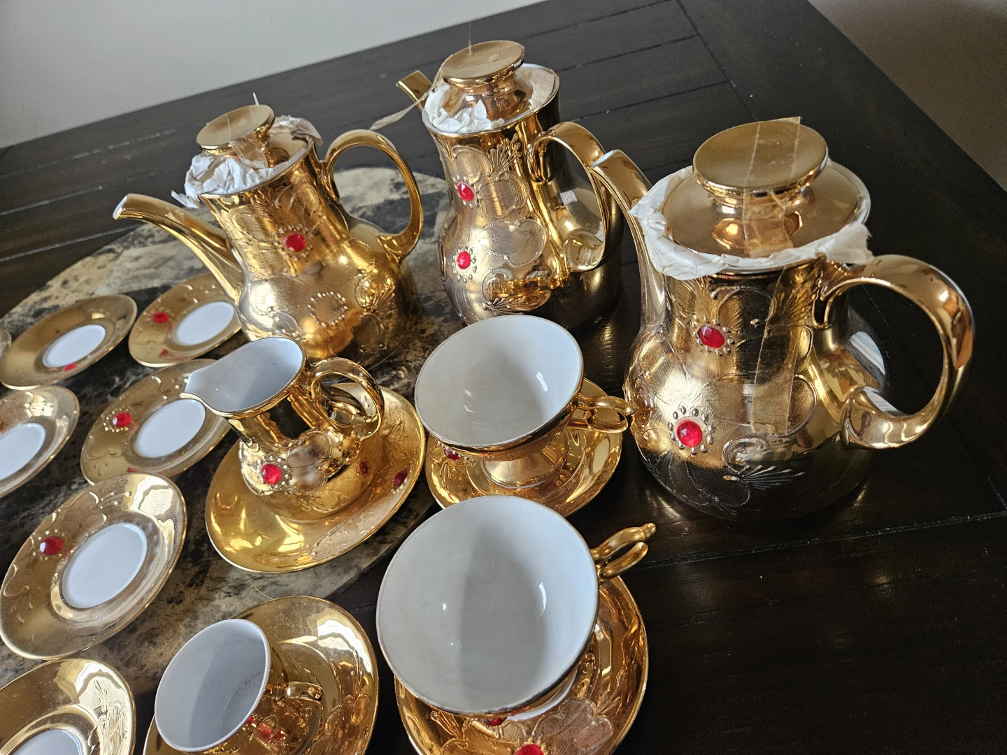 vintage Flores Bavaria gold-plated porcelain demitasse coffee.. - photo 2