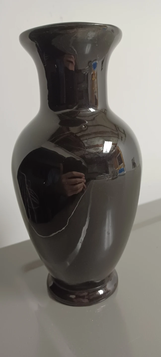 Vintage Black Floral Ceramic Vase - photo 2