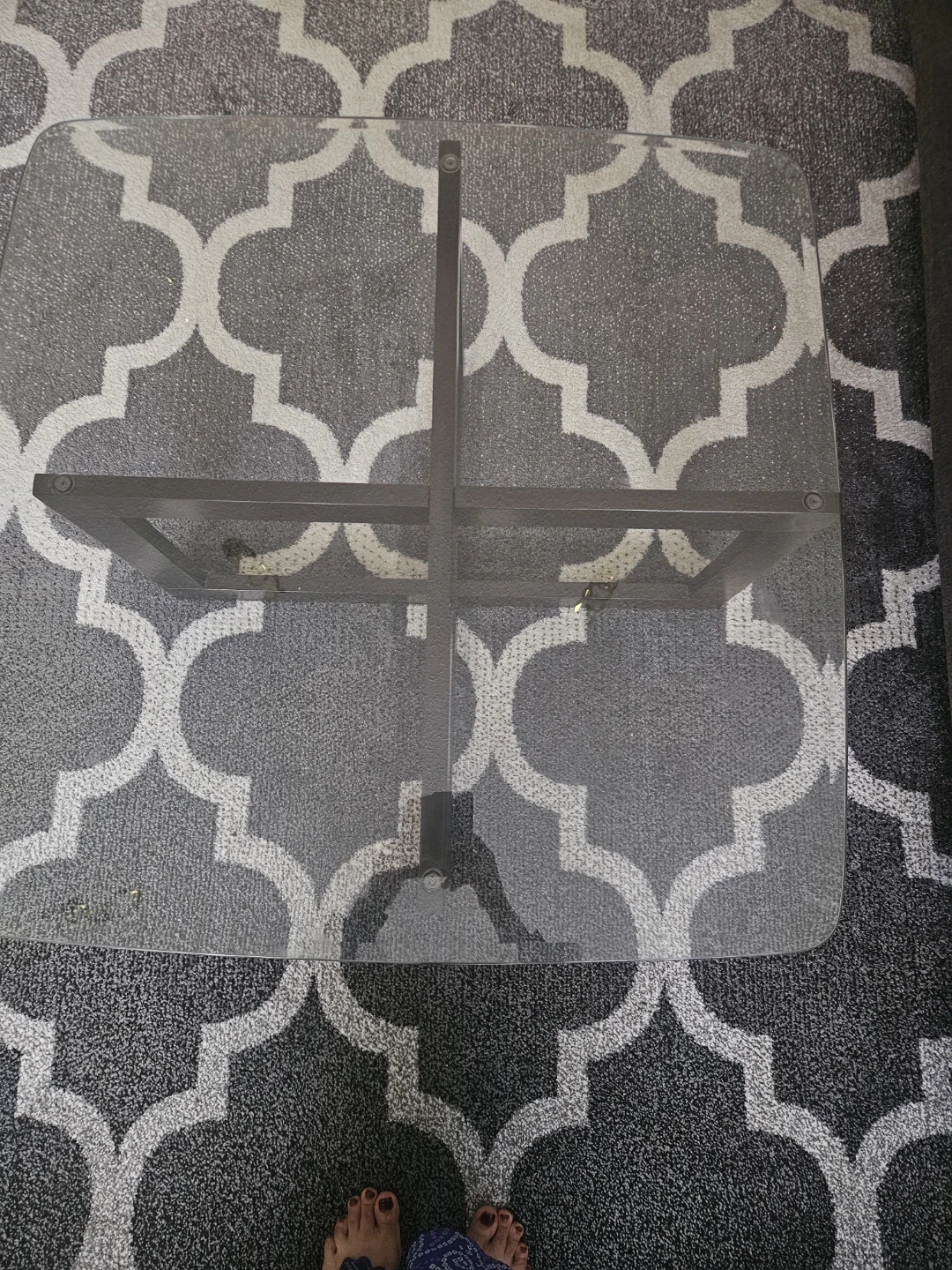 Glass Top Coffee Table with Dark Wood Base - photo 2