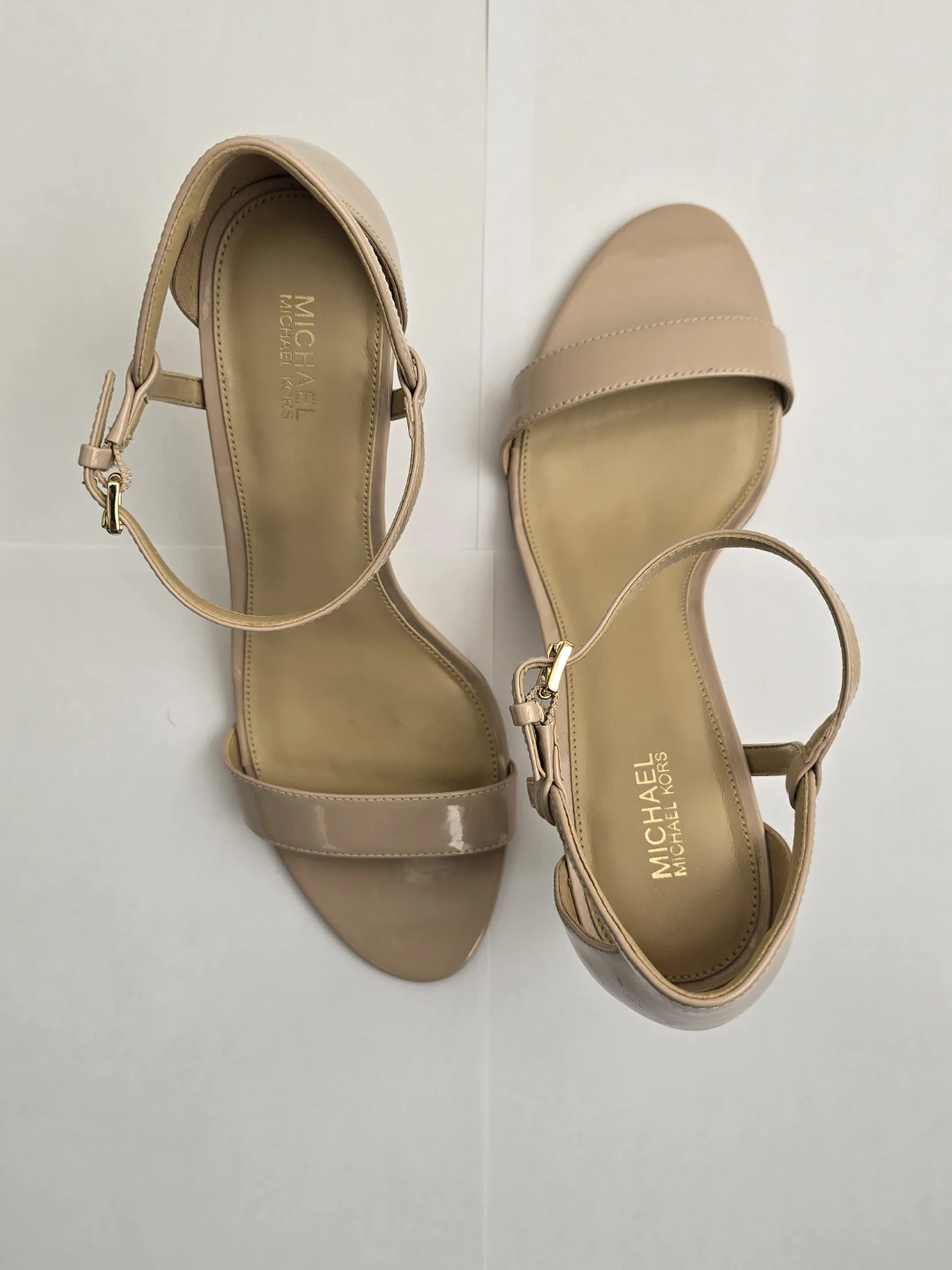 Michael Kors Nude Patent Leather Ankle Strap Heels - photo 2