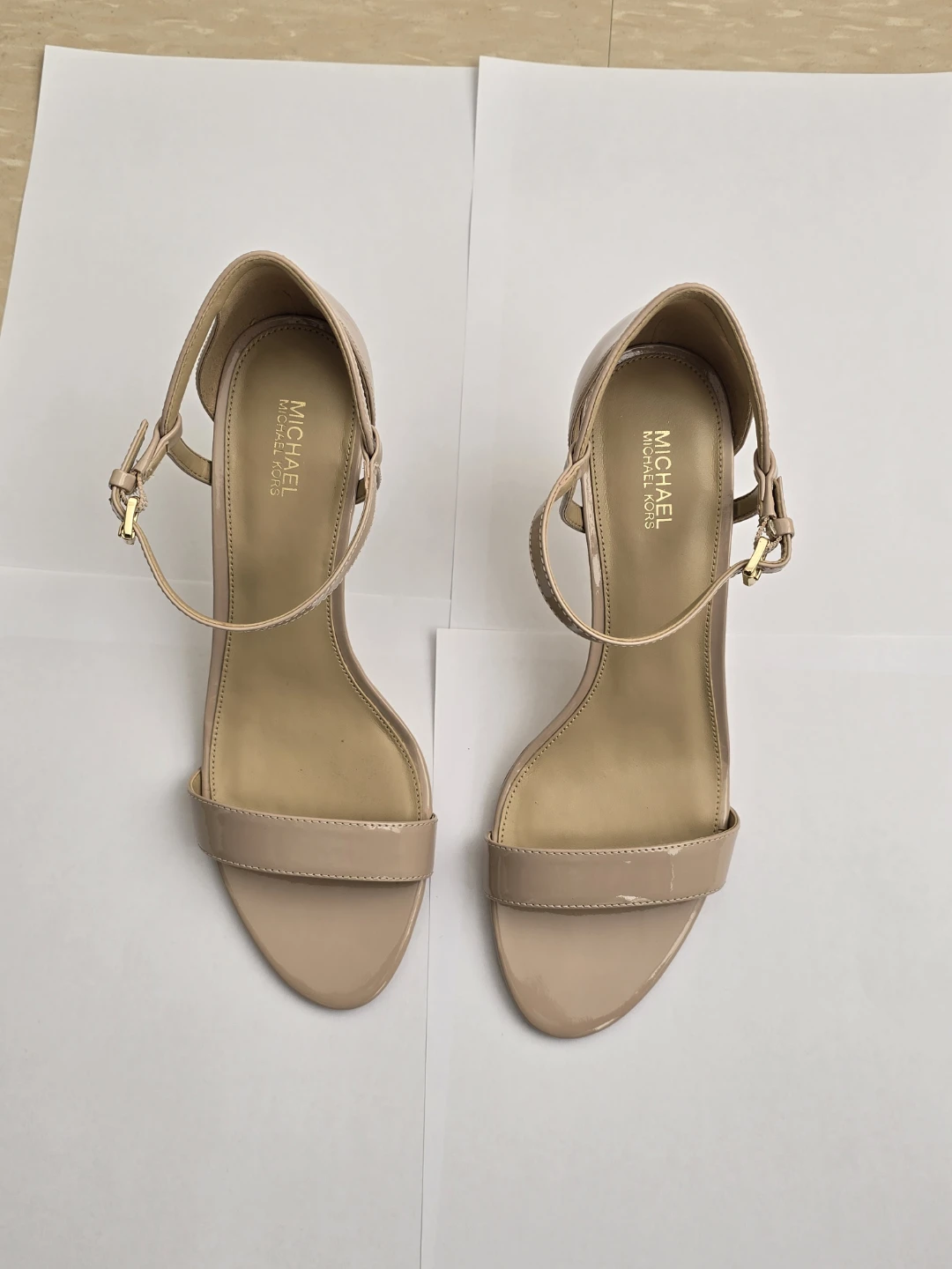 Michael Kors Nude Patent Leather Ankle Strap Heels - photo 4
