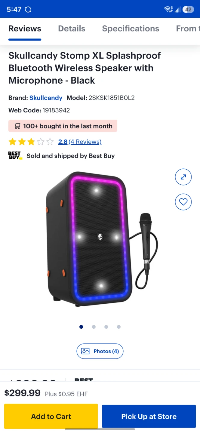 Skullcandy Stomp XL Bluetooth Speaker with Microphone - Black