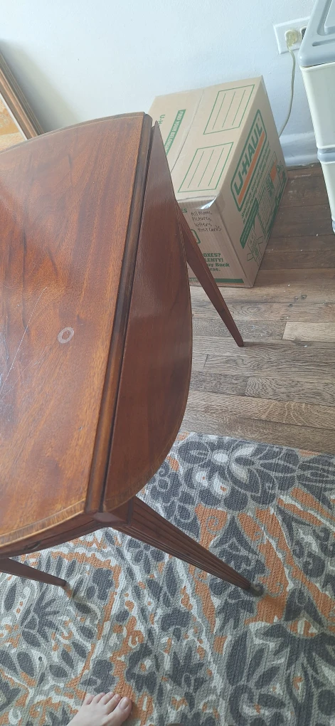 Oval Wood Table with Drawer - photo 4