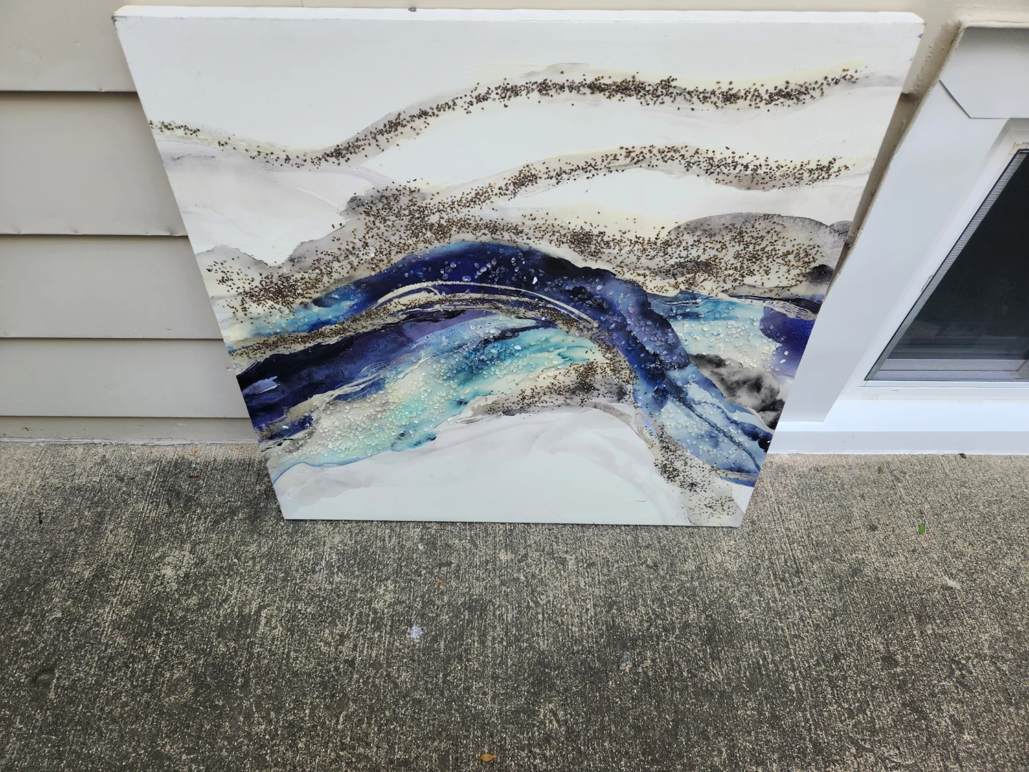 Abstract Blue and White Landscape Canvas Art - photo 2