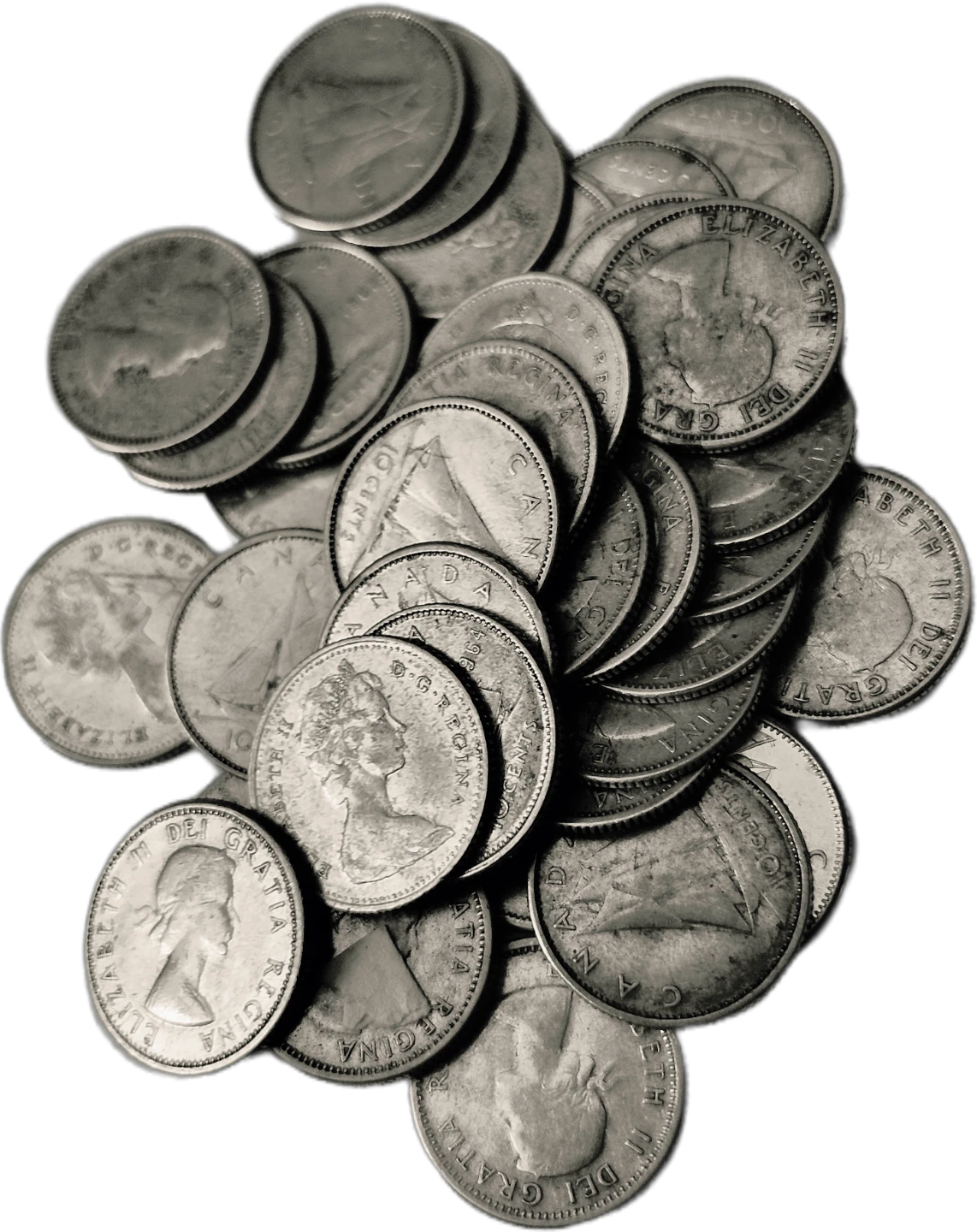 ** SOLD **  Solid Silver pre-1967 Canadian Dimes.