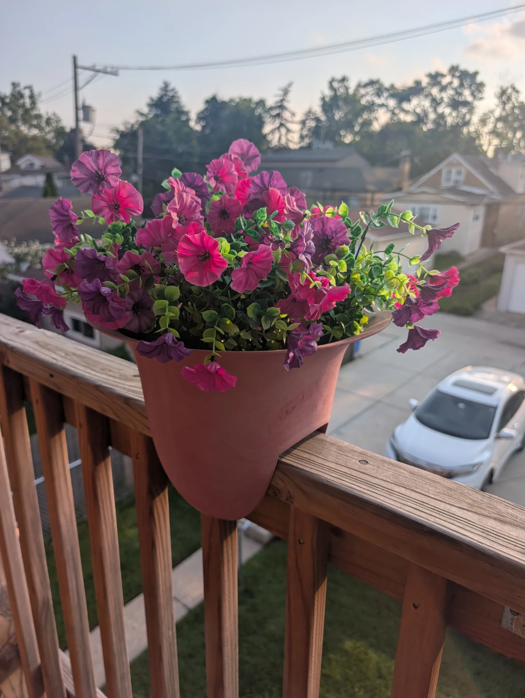 Railing flower pot