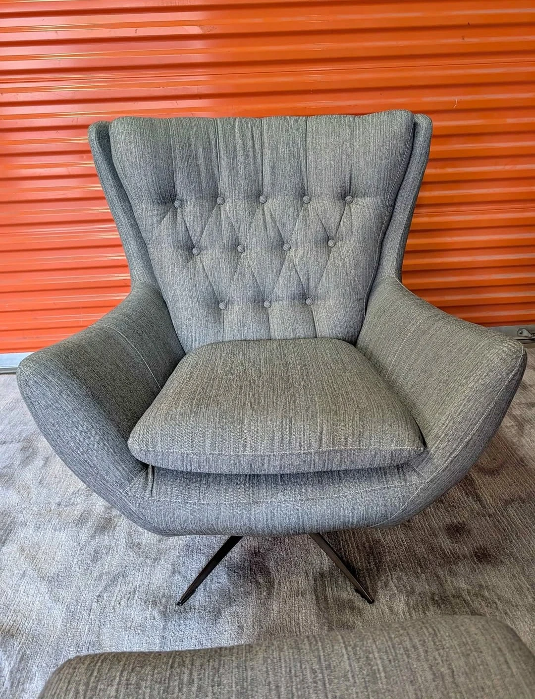 Pottery Barn Tufted Wingback Chair and Ottoman Set - photo 4