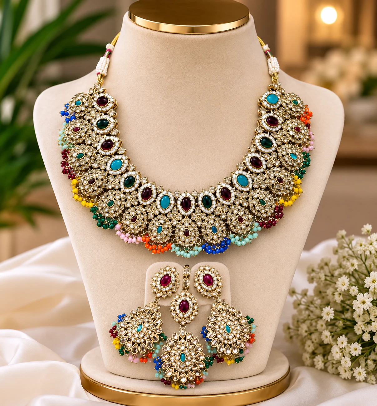 Elegant Multicolor Designer Necklace Set