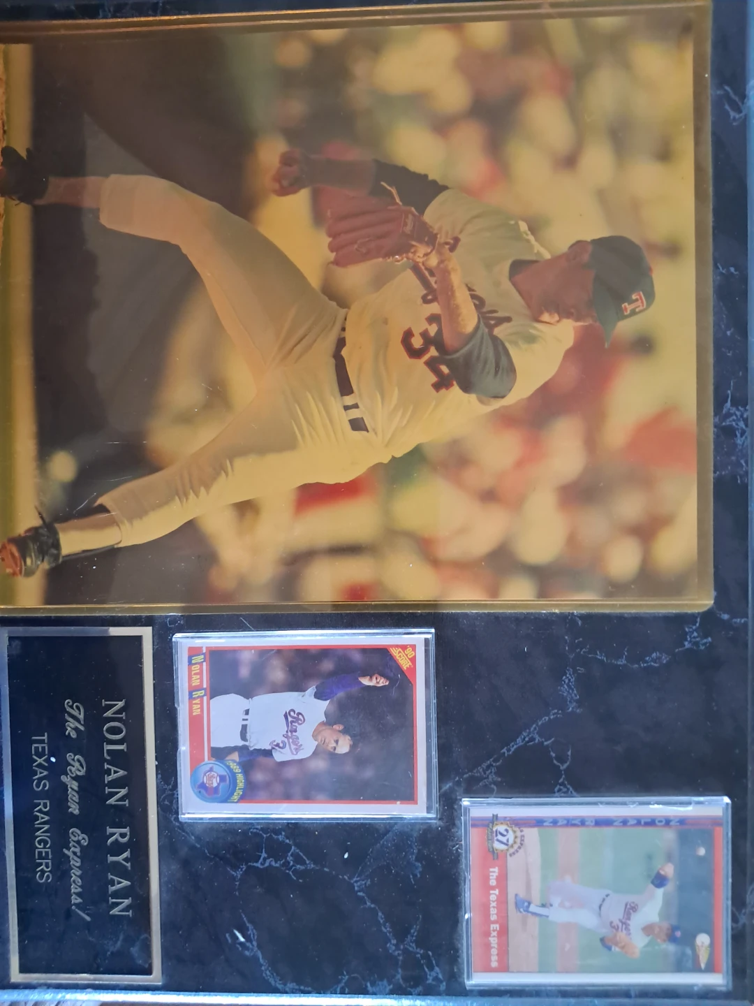 Nolan Ryan Texas Rangers Framed Photo and Baseball Cards - photo 2