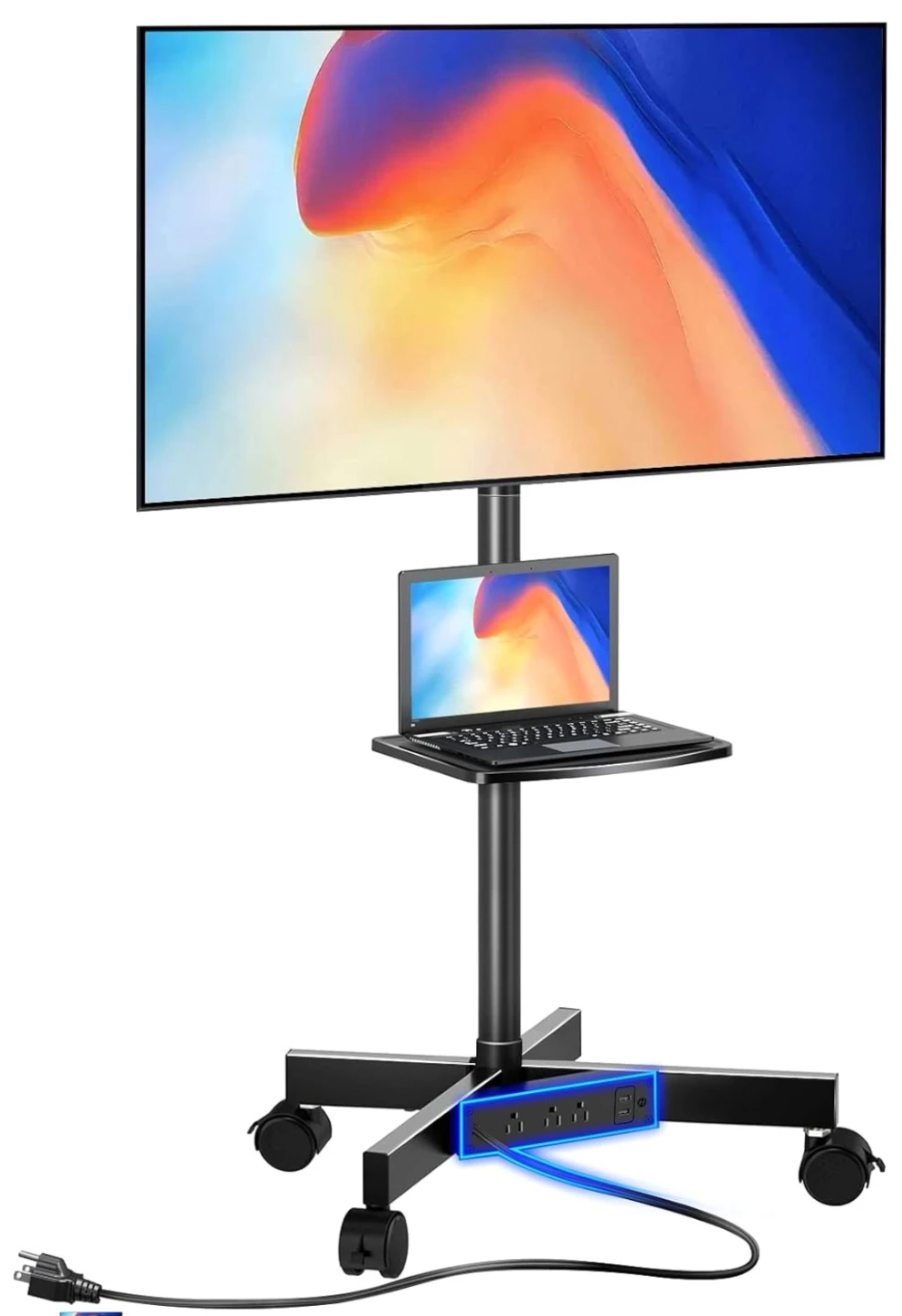 Rolling TV Stand with Adjustable Shelf