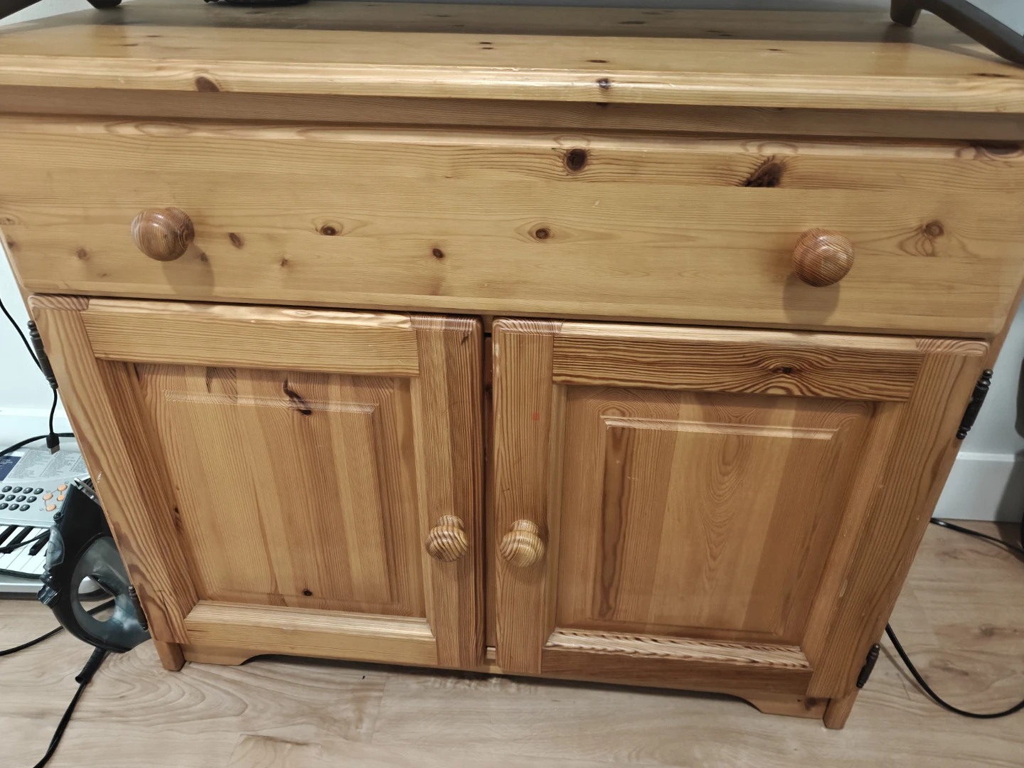 Wooden Cabinet with Drawer and Double Doors