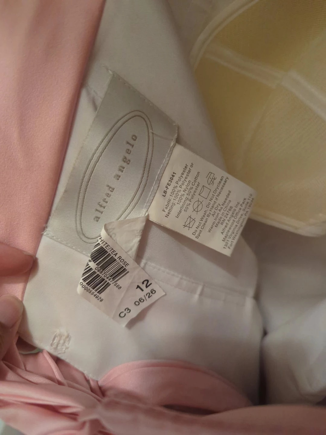 Alfred Angelo White/Tea Rose Wedding Dress Size 12 - photo 3