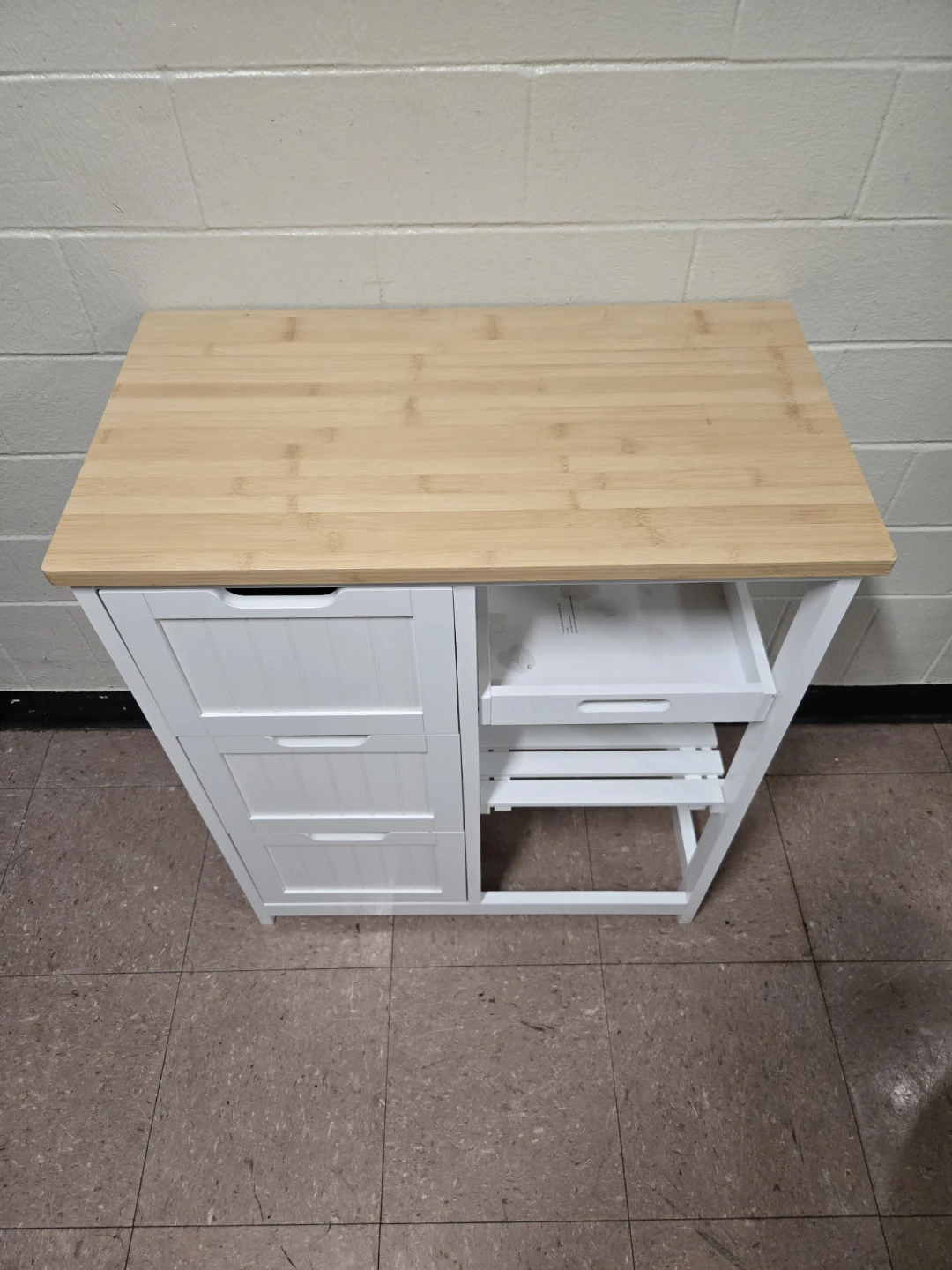 White Storage Cabinet Utility Island - 3 Drawers & Shelves - photo 3