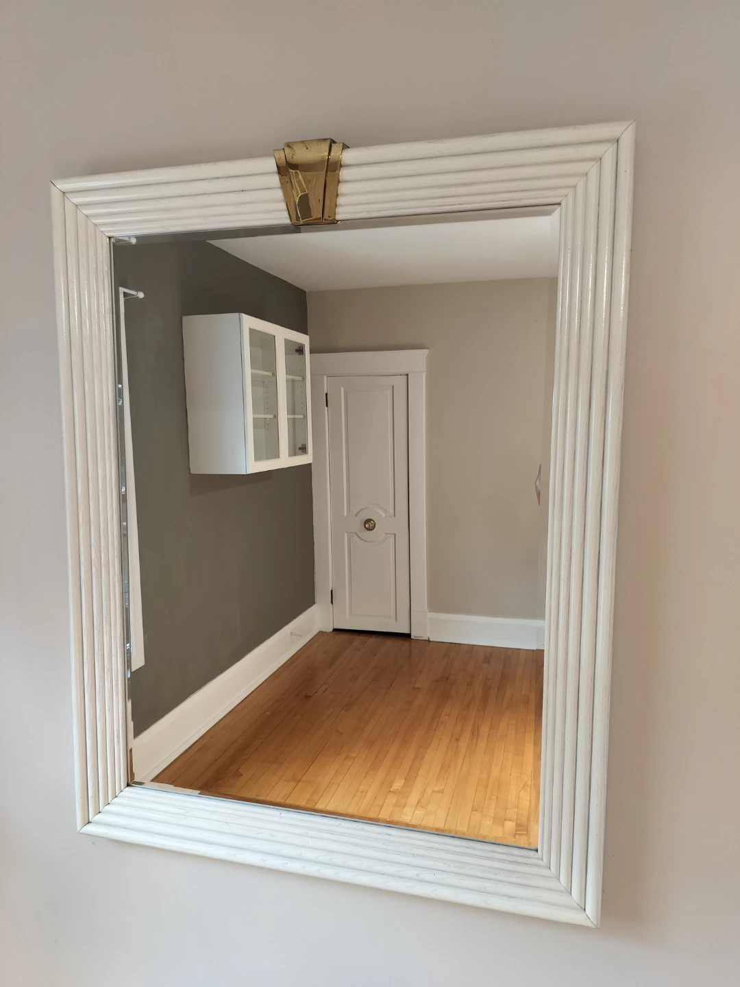 White Decorative Wall Mirror with Gold Design
