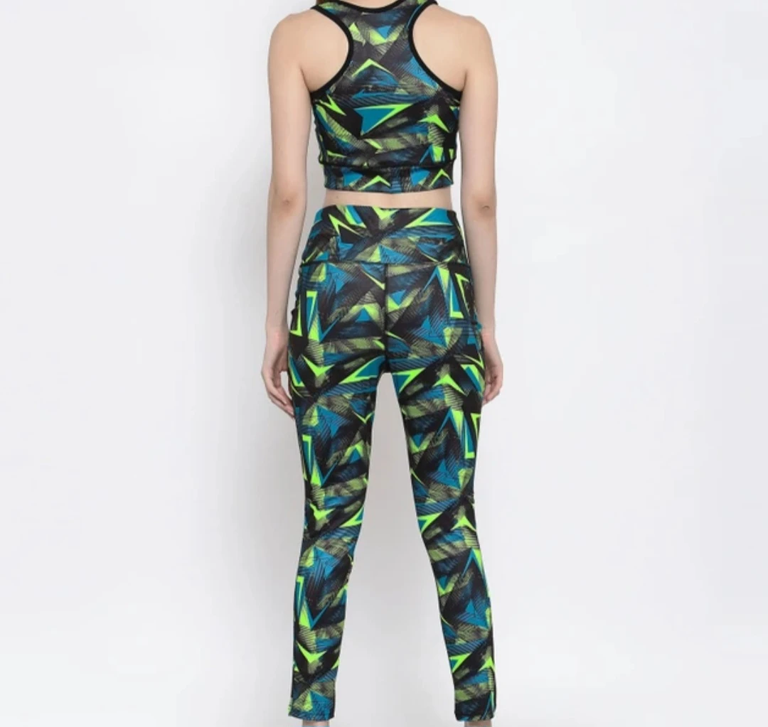 Geometric Print Sports Bra and Leggings Set - photo 2