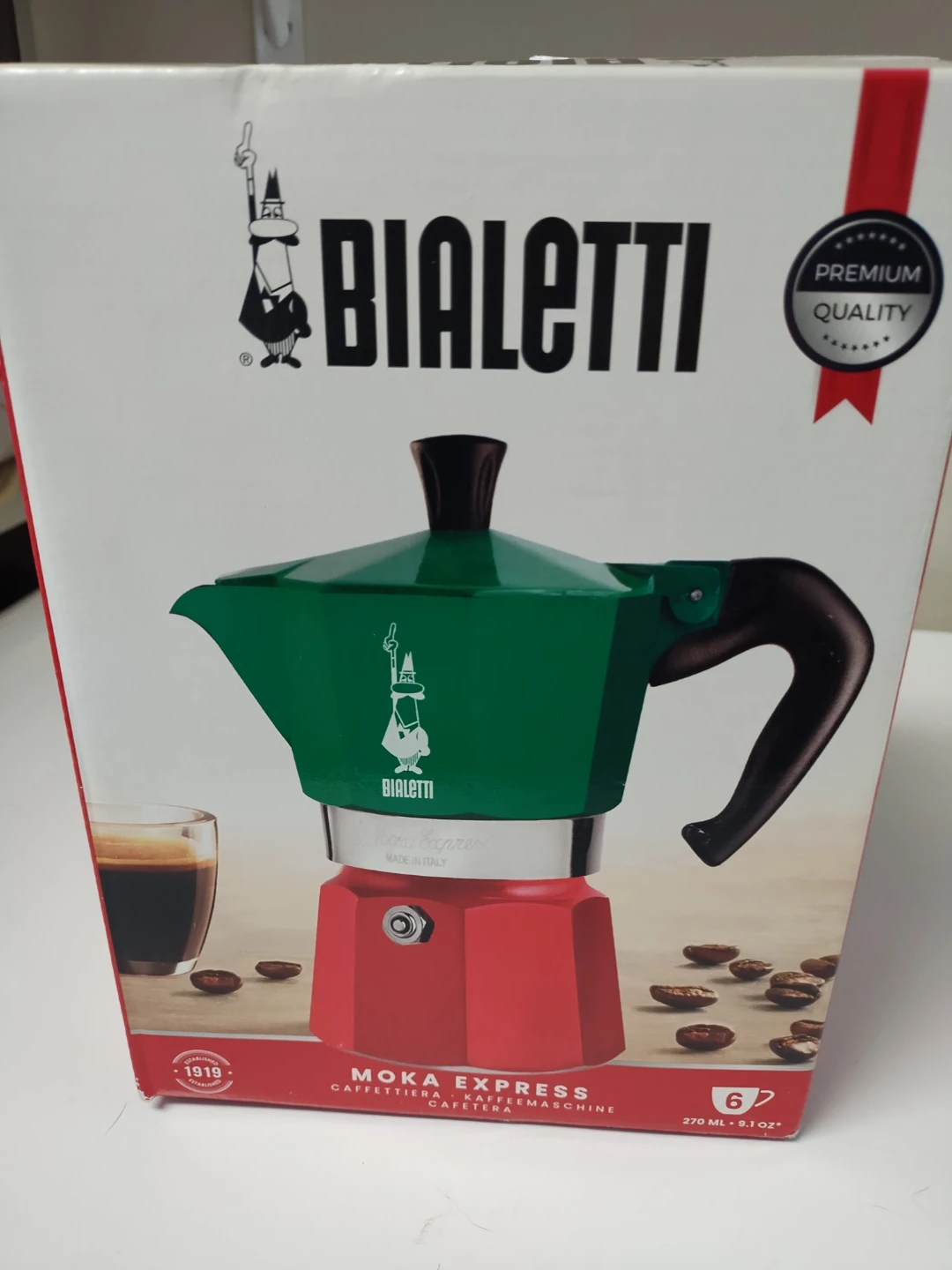 Bialetti Moka Express Coffee Maker (Red/Green, 6-Cup)
