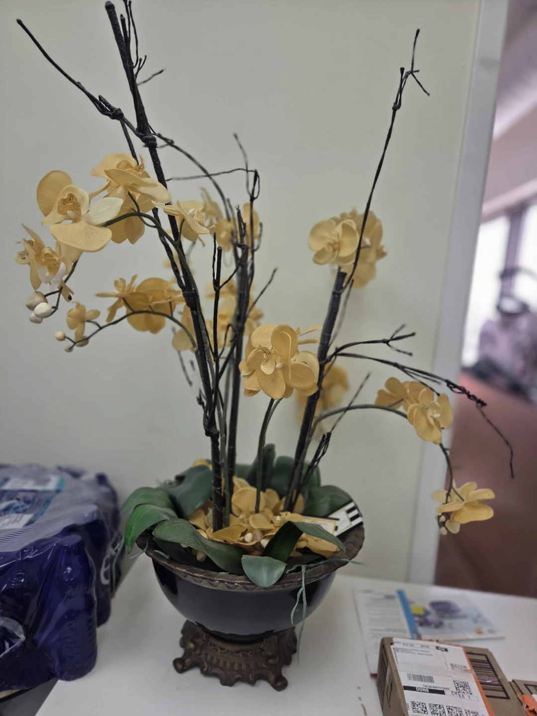 Yellow Faux Orchid Arrangement - photo 2