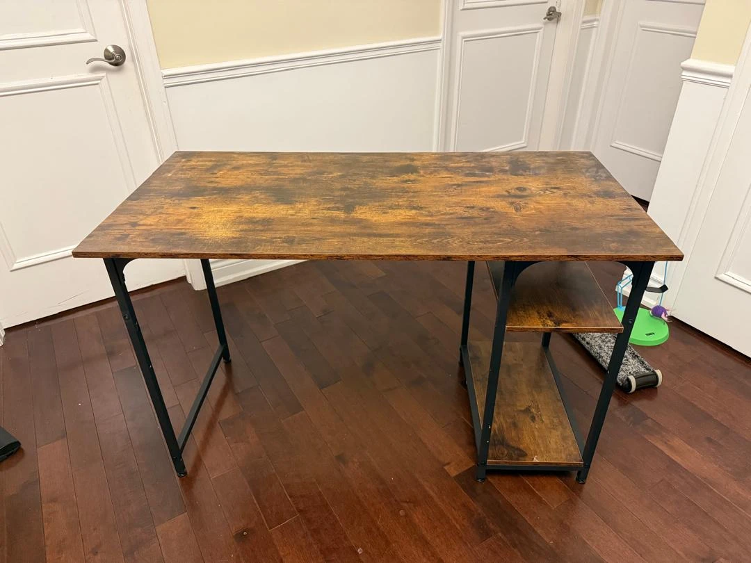 Rustic Wood Desk with Shelves