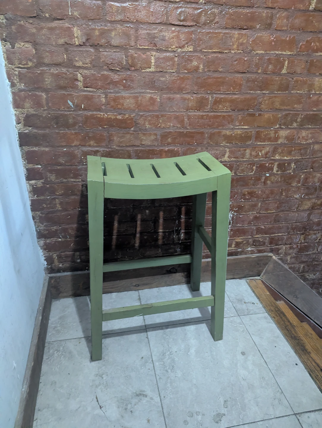 Green Wooden Bar Stool
