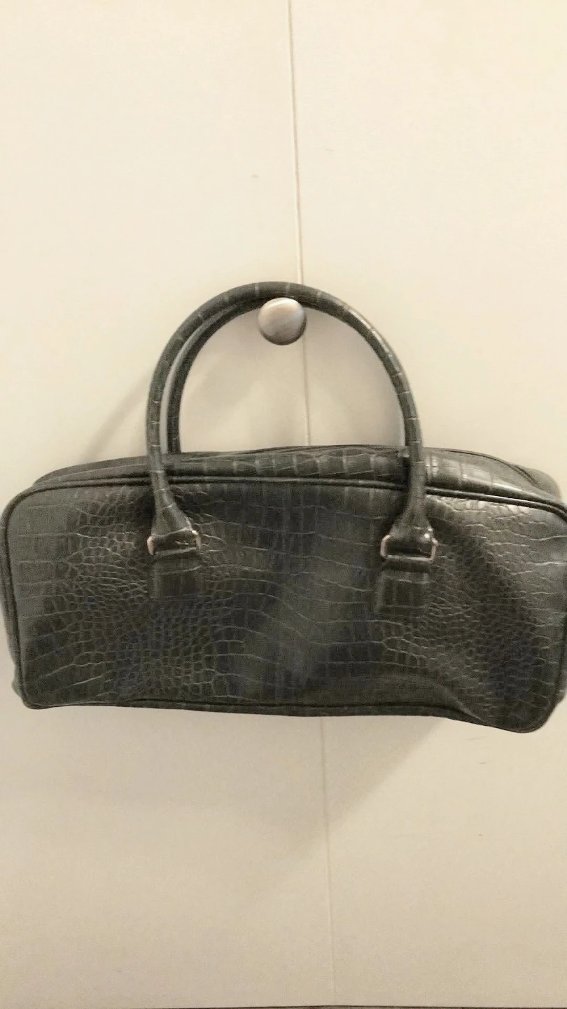 Grey Croc-Embossed Handbag