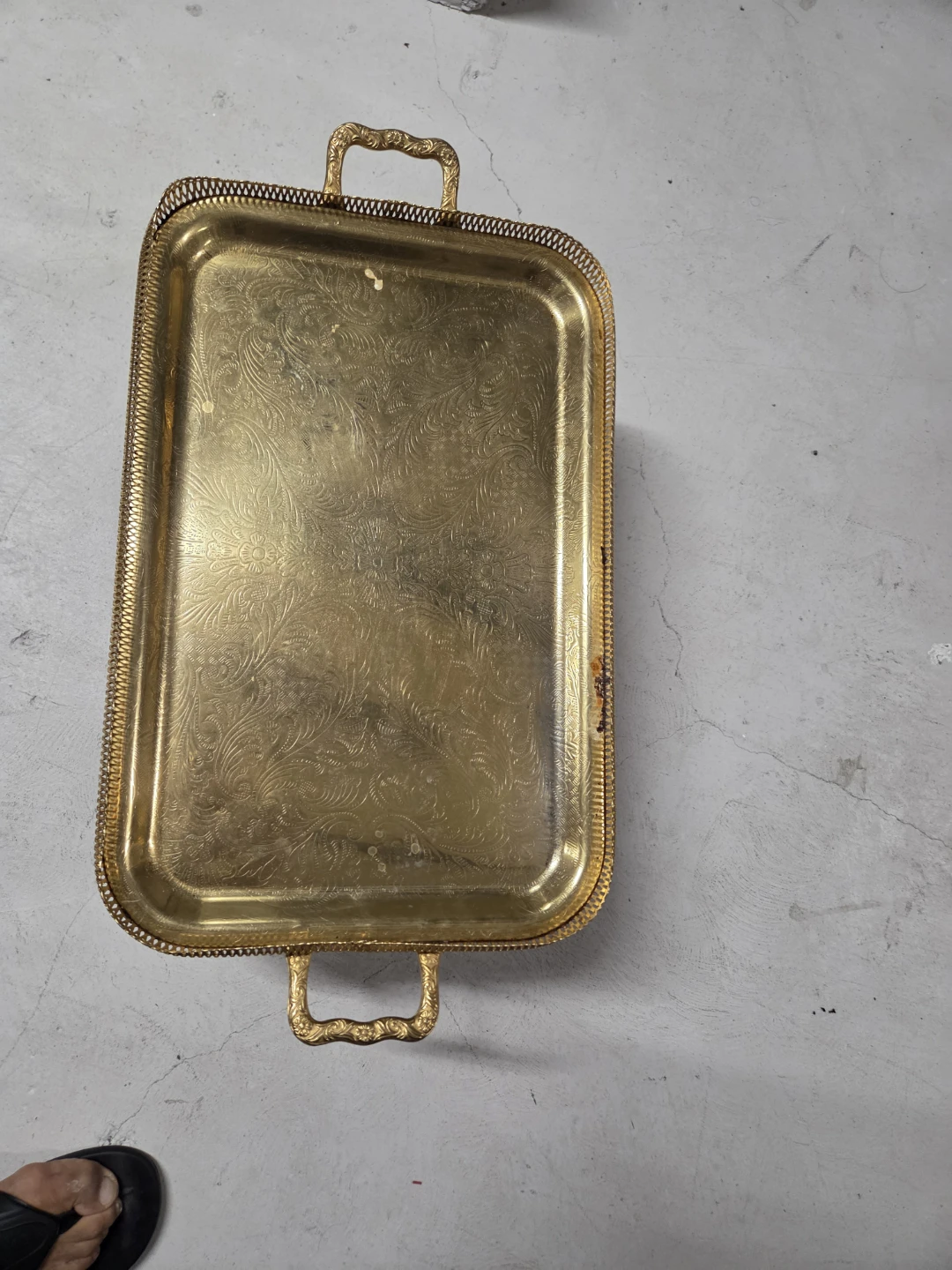Ornate Gold-Tone Serving Tray - photo 5