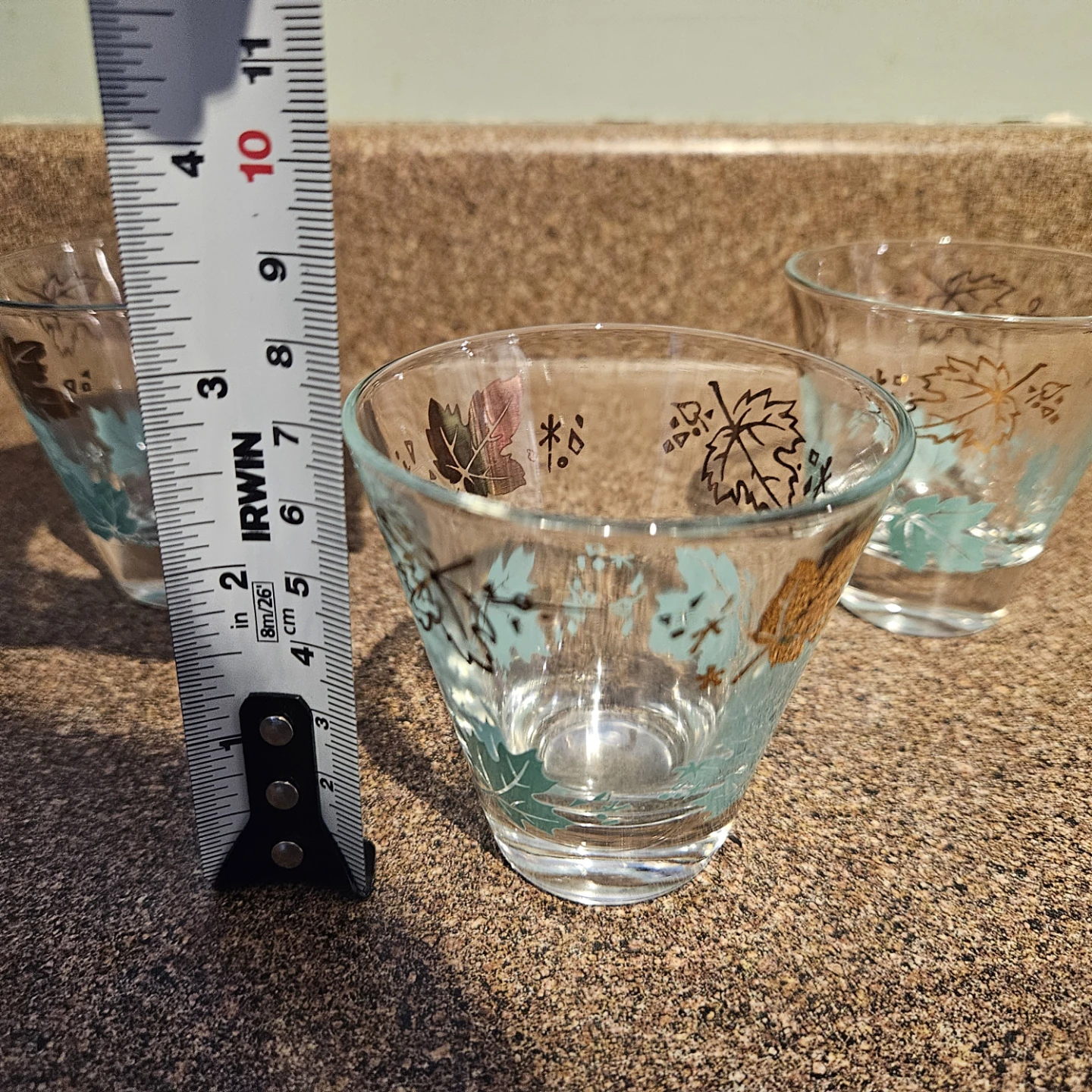 Set of 3 Vintage Leaf Design Glasses - photo 2