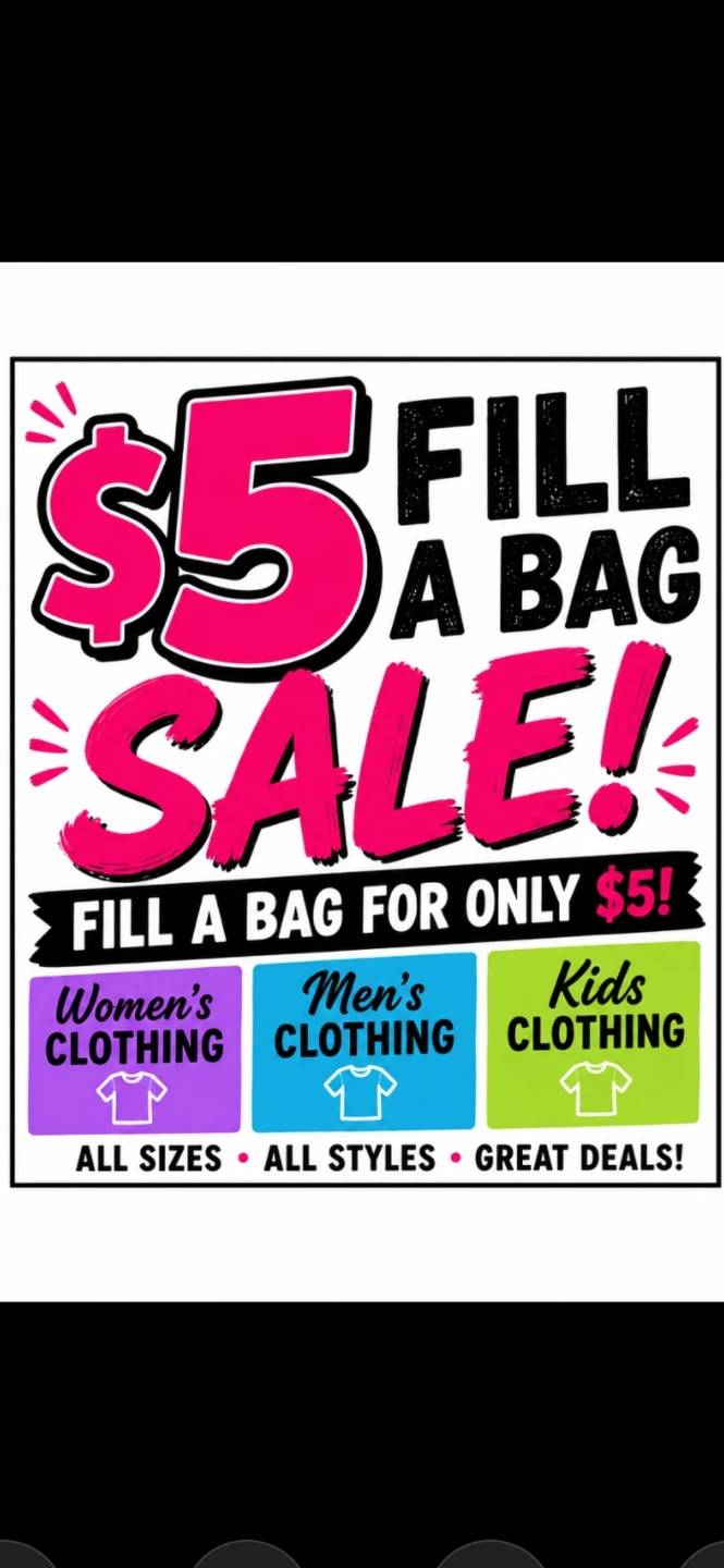 Fill a Bag of Clothes for $5 Women's Men's and Kid's