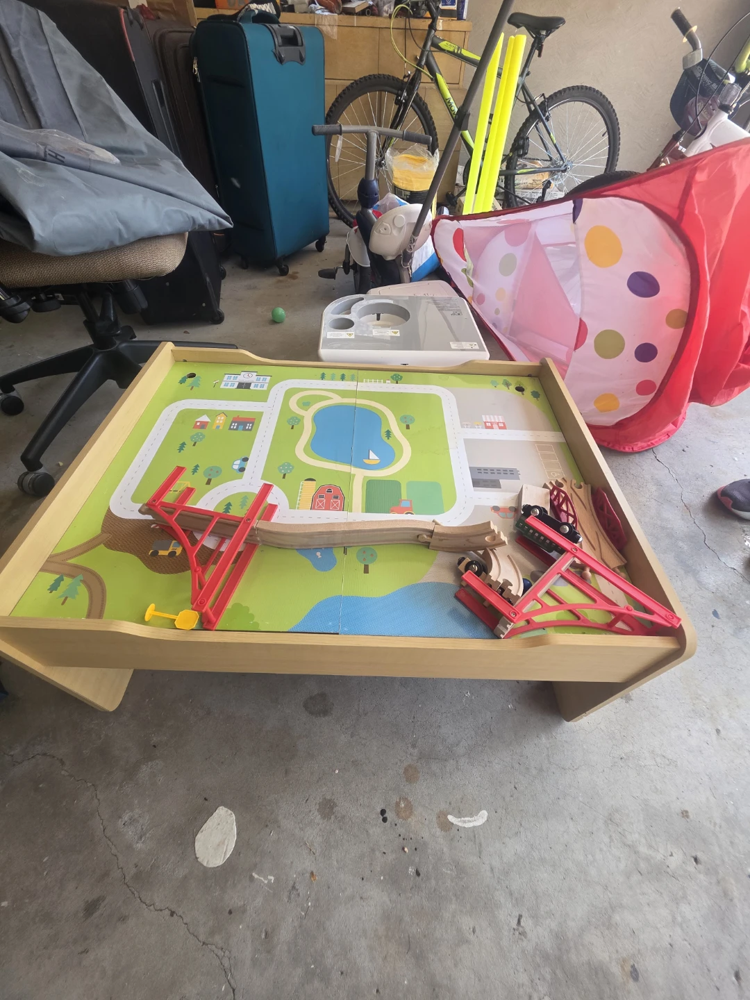 Wooden Train Table Play Set