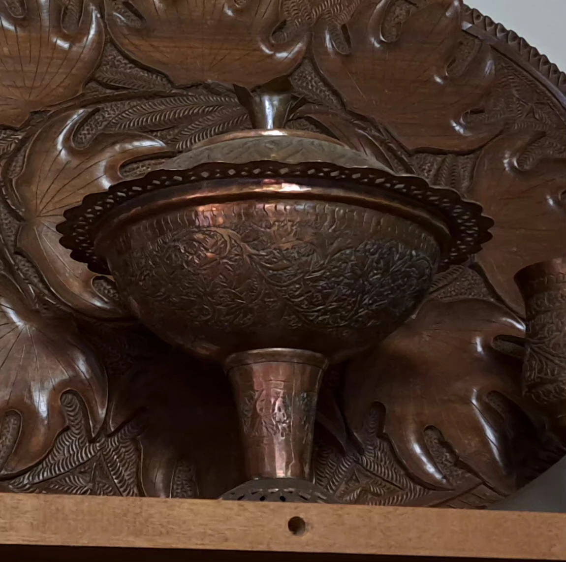 Vintage Copper Footed Bowl with Lid