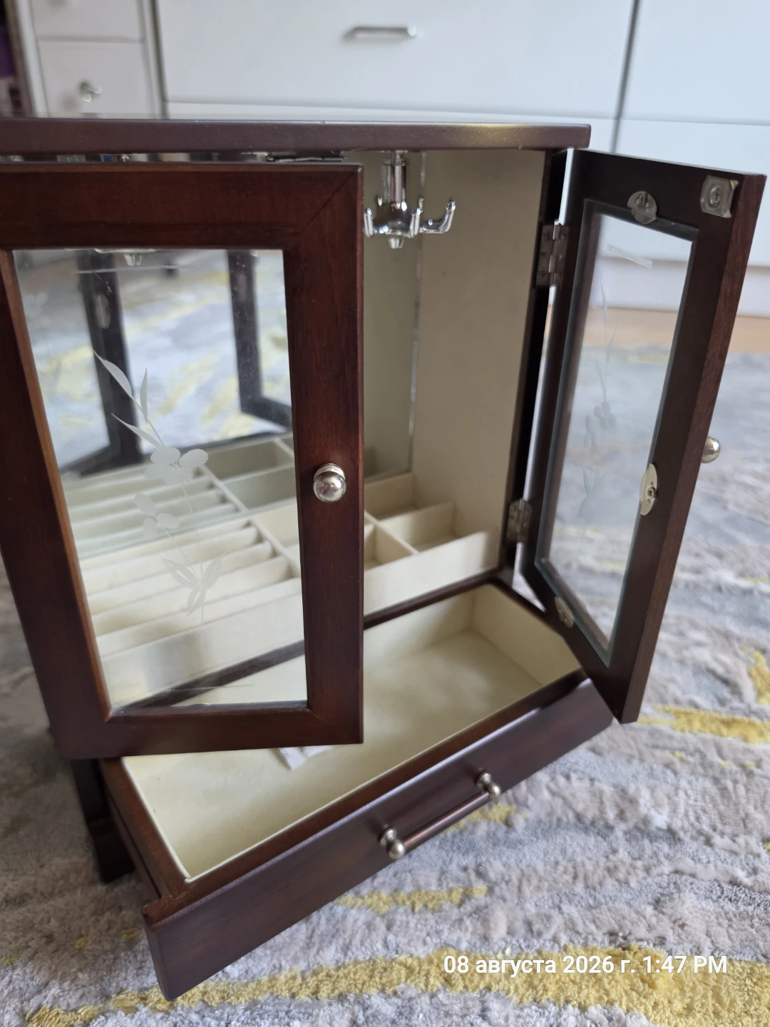 Wooden Jewelry Box with Glass Doors - photo 2