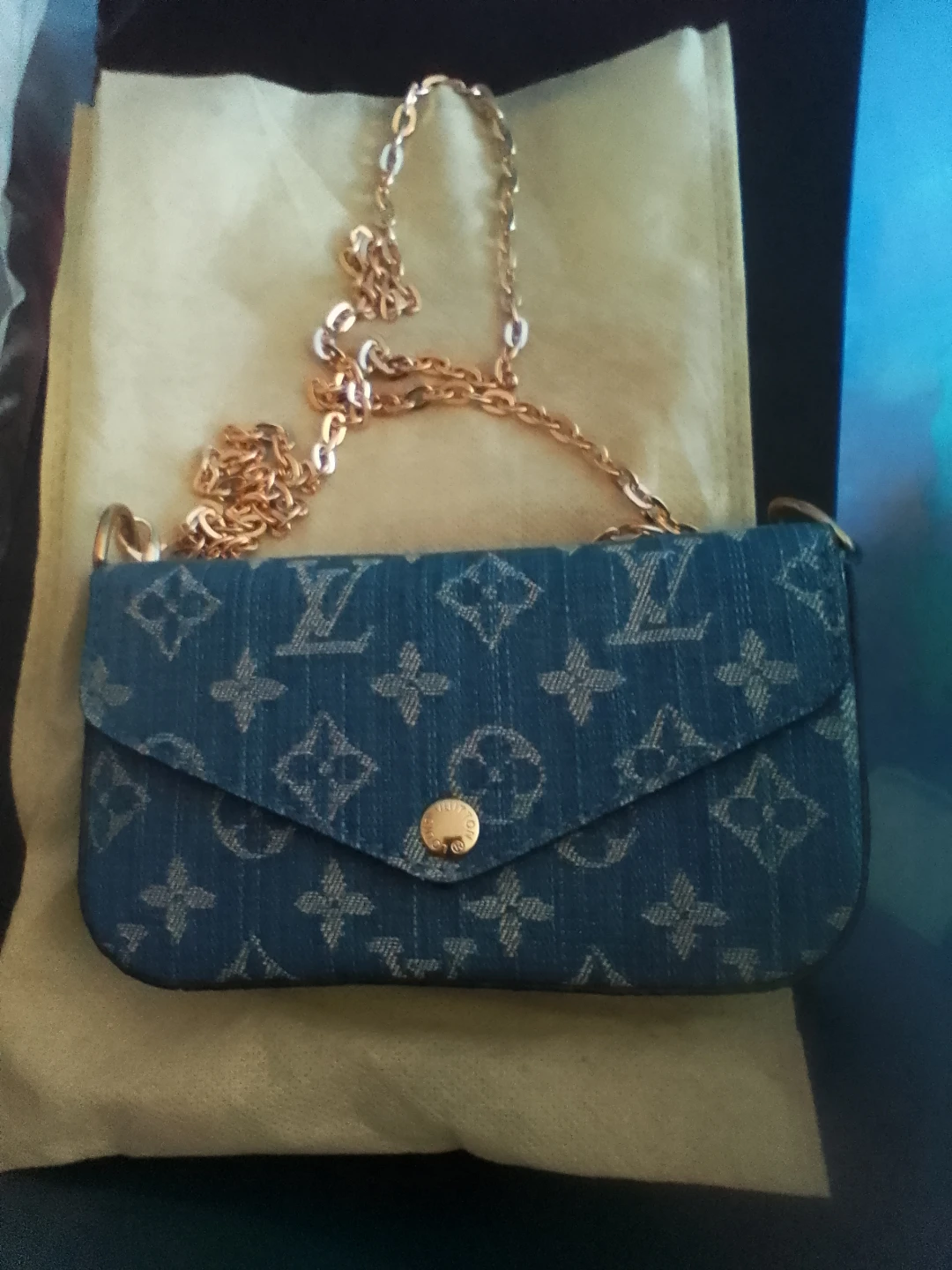 Louis Vuitton inspired Denim Monogram Pochette