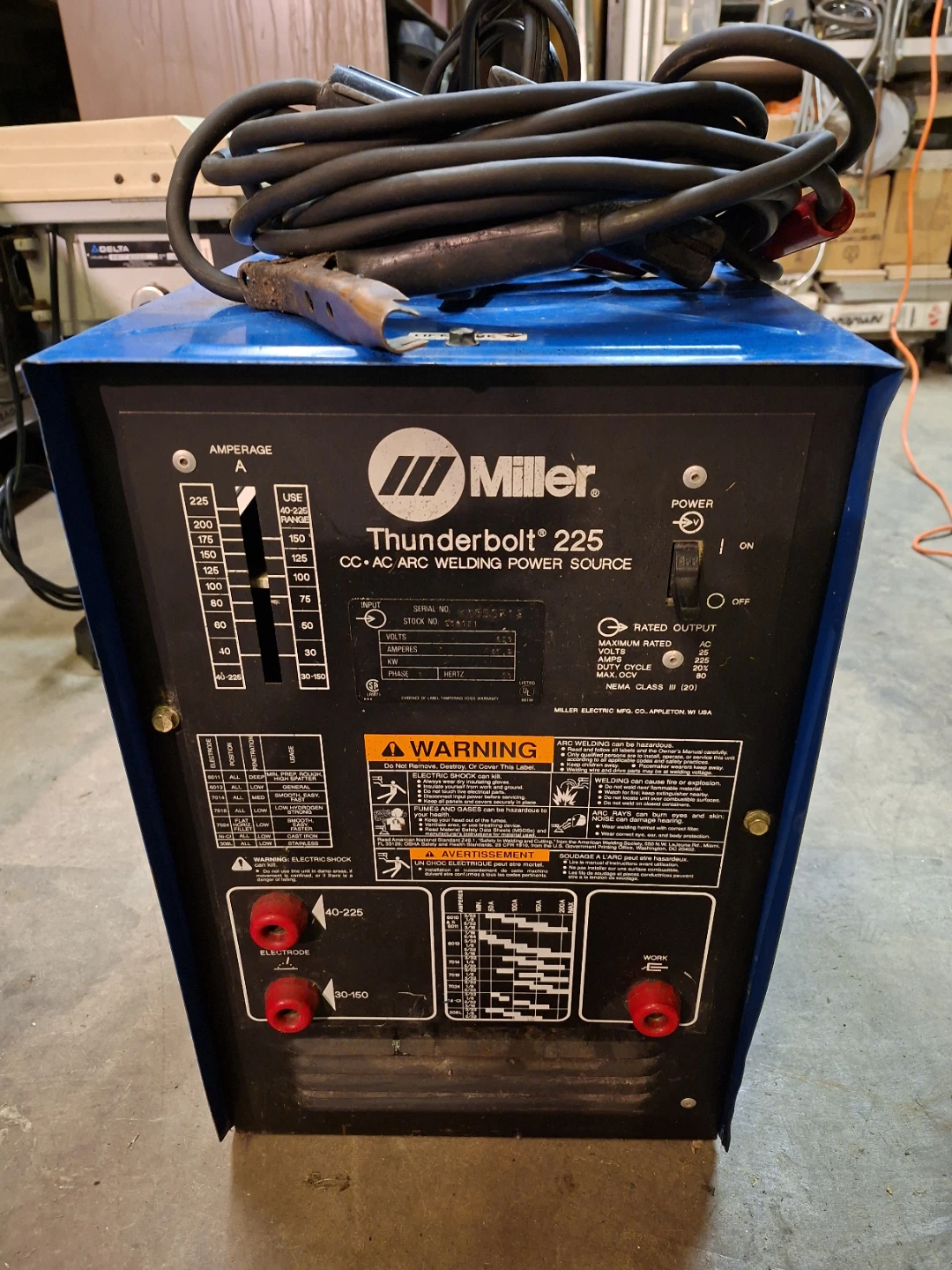 Miller Thunderbolt 225 CC AC Arc Welding Power Source