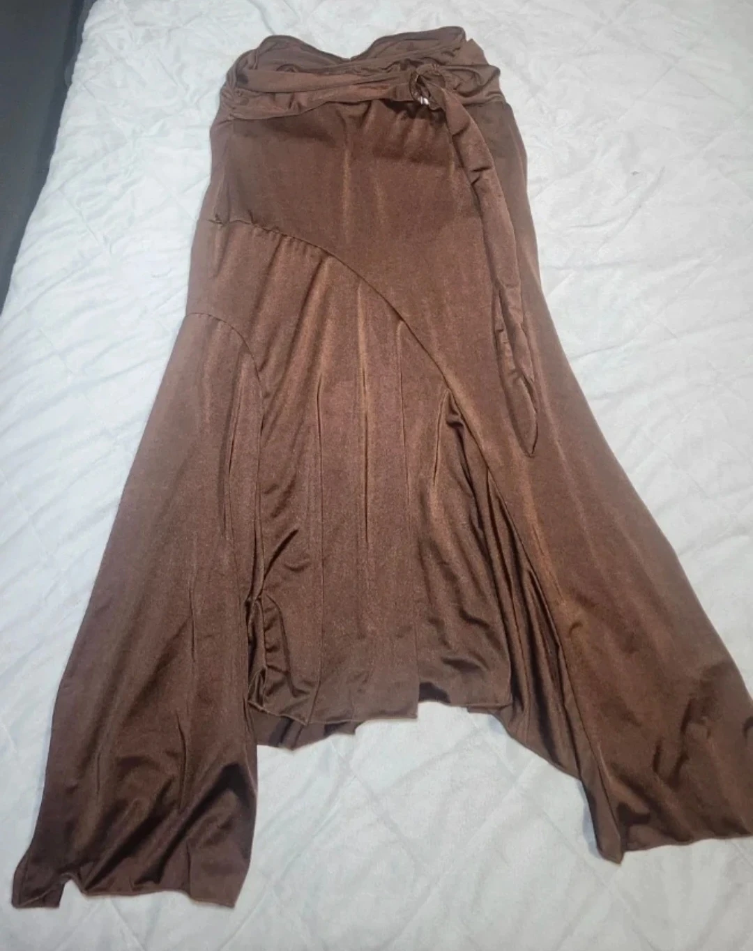 Brown Maxi Skirt with Ring Detail