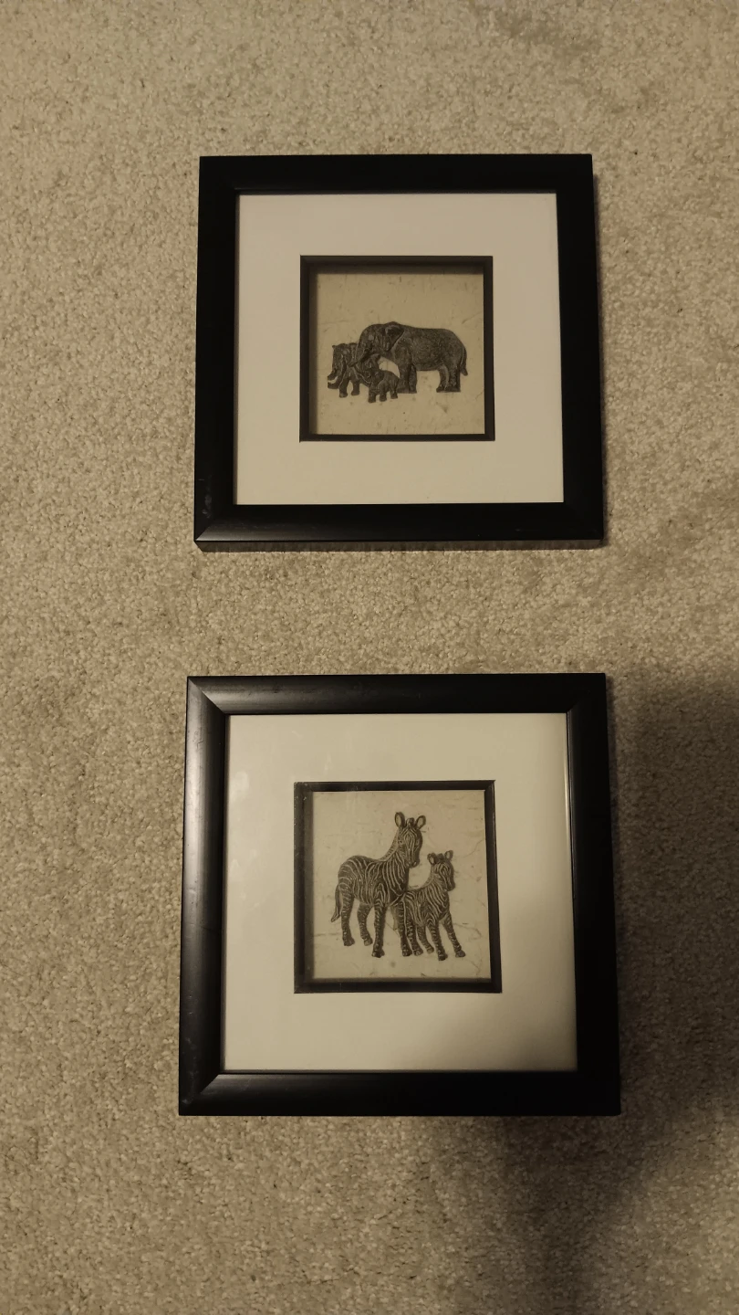 Framed African Animal Art Prints 8x8 (Set of 2)