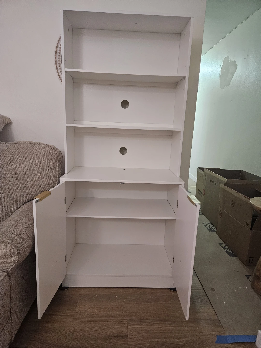 White Storage Cabinet with Shelves and Doors - photo 2