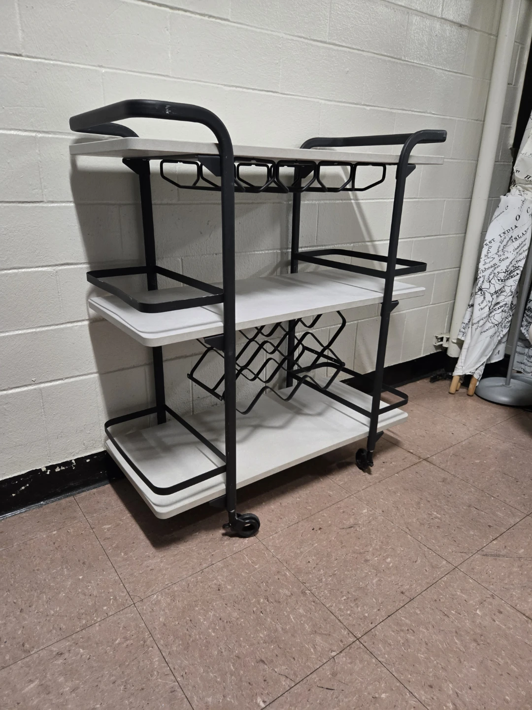 3-Tier Mobile Bar Cart with Built-in Wine