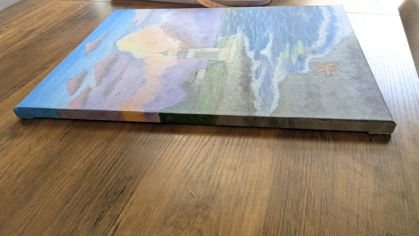 Freshly hand painted original light house scenic painting - photo 3