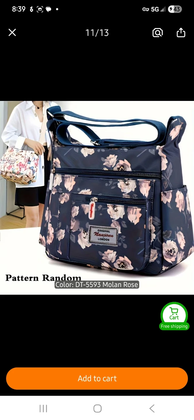 Original Huazhuren London Floral Shoulder Bag