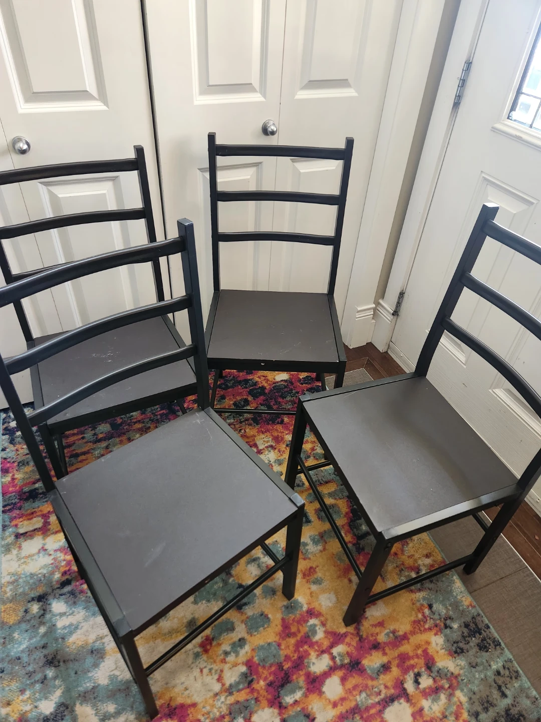 Set of 4 Black Metal Dining Chairs - photo 5