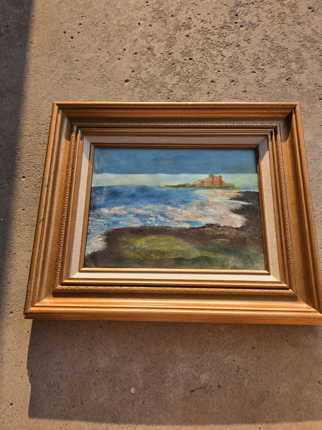 Framed Oil Painting of Coastal Scene