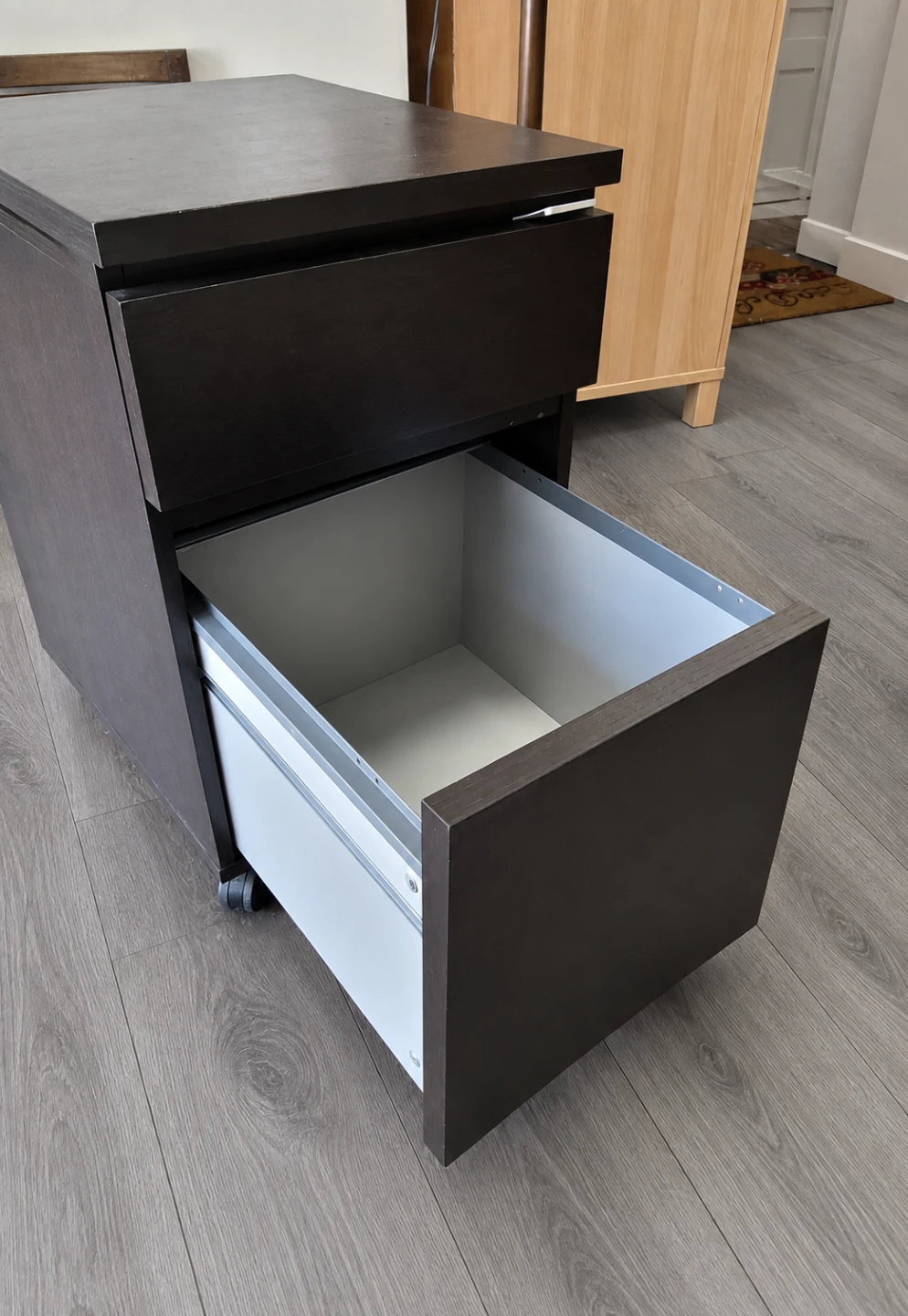 Dark Brown Rolling File Cabinet - photo 2