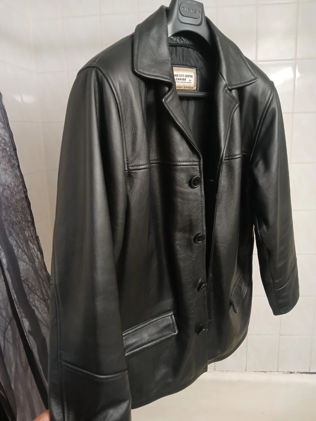 Men's Genuine Leather Mid length jacket button closure Large - photo 2