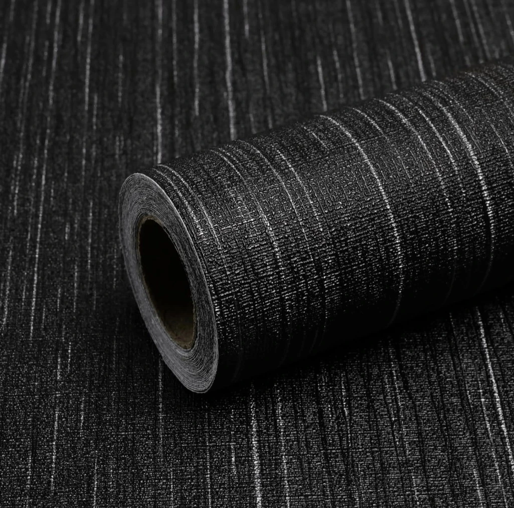 Black Grasscloth Peel & Stick Wallpaper 23.6"x354"