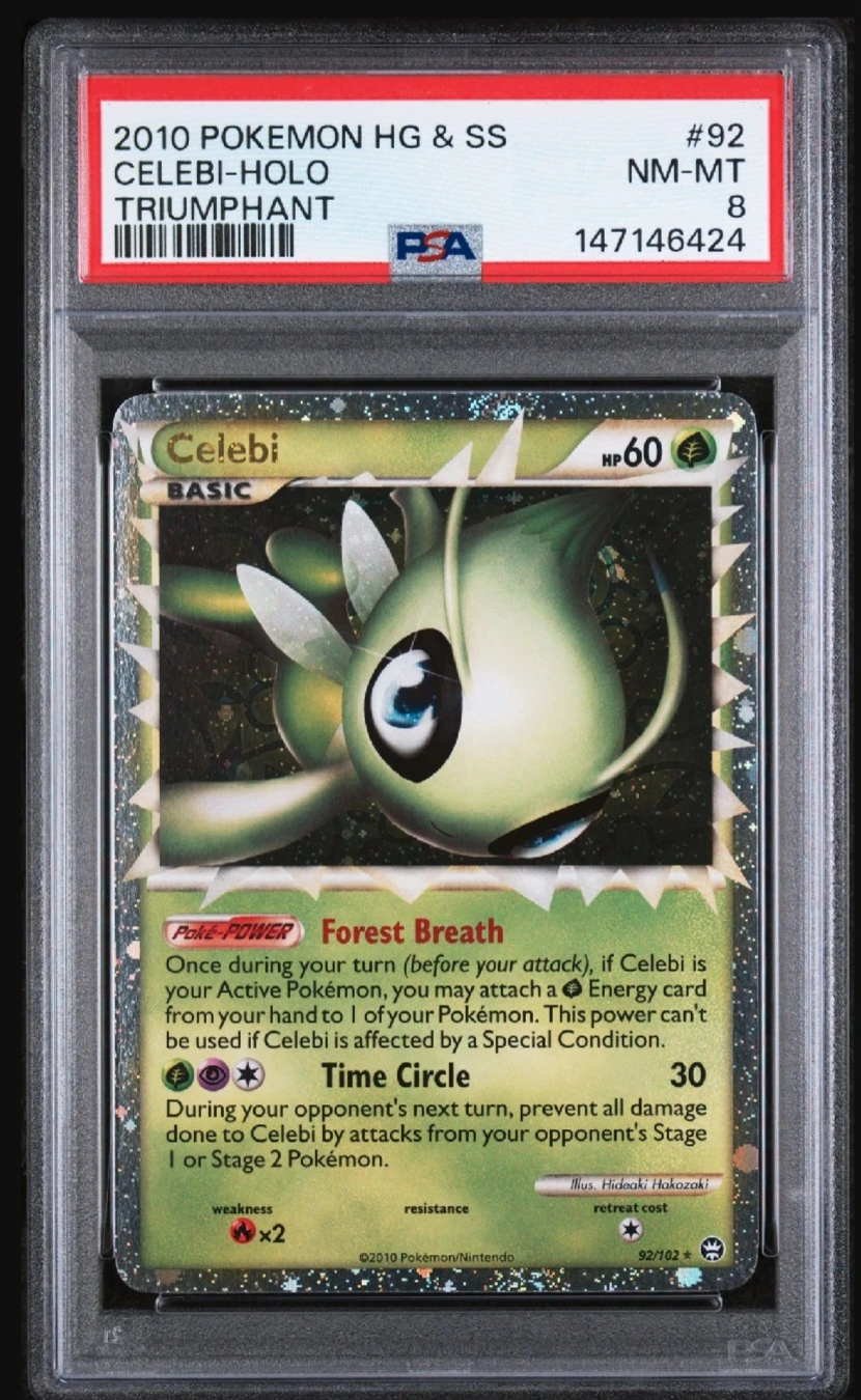 2010 Pokemon HGSS Triumphant Celebi-Holo Card (Gradef)