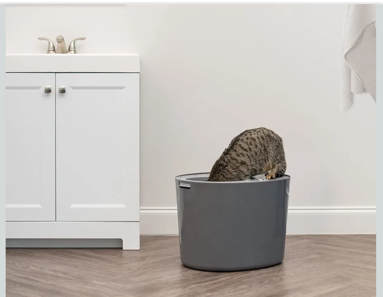 Large Top Entry Cat Litter Box, Dark Gray - photo 3